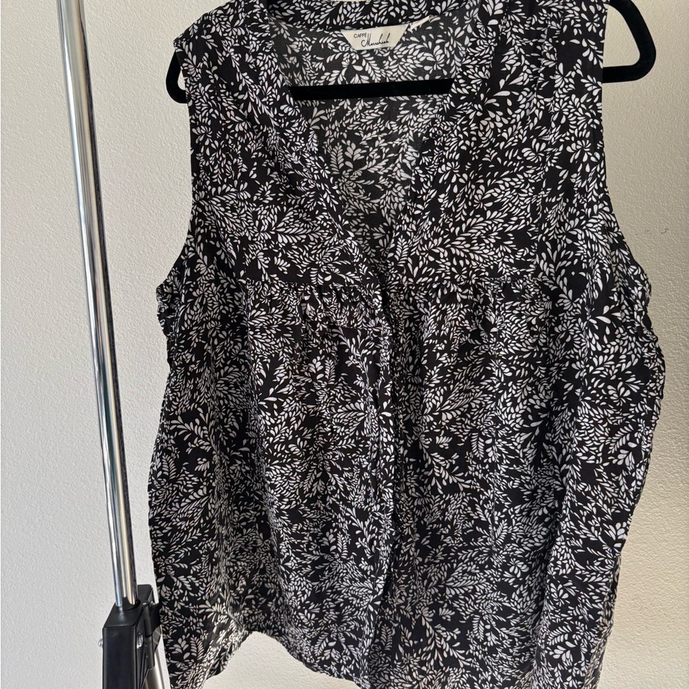 Elegant Black and White Floral Blouse